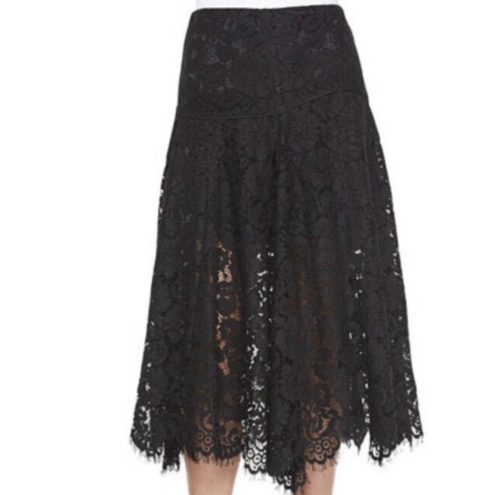 Veronica Beard Midi black lace finger edged skirt size 10